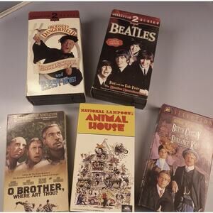 7 VHS Movie Collection Sundance, O Brother, Animal House, Beatles, School Days..